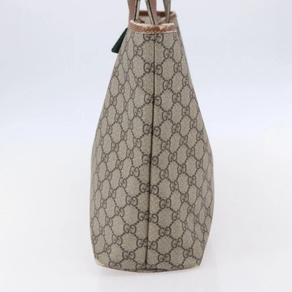 GUCCI GG Supreme Web Sherry Line Tote Bag PVC Beige Red 211134 Auth 153074 - Picture 6 of 16